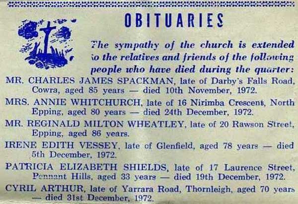 Church obituary