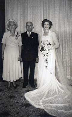 Dorothy and parents at her wedding