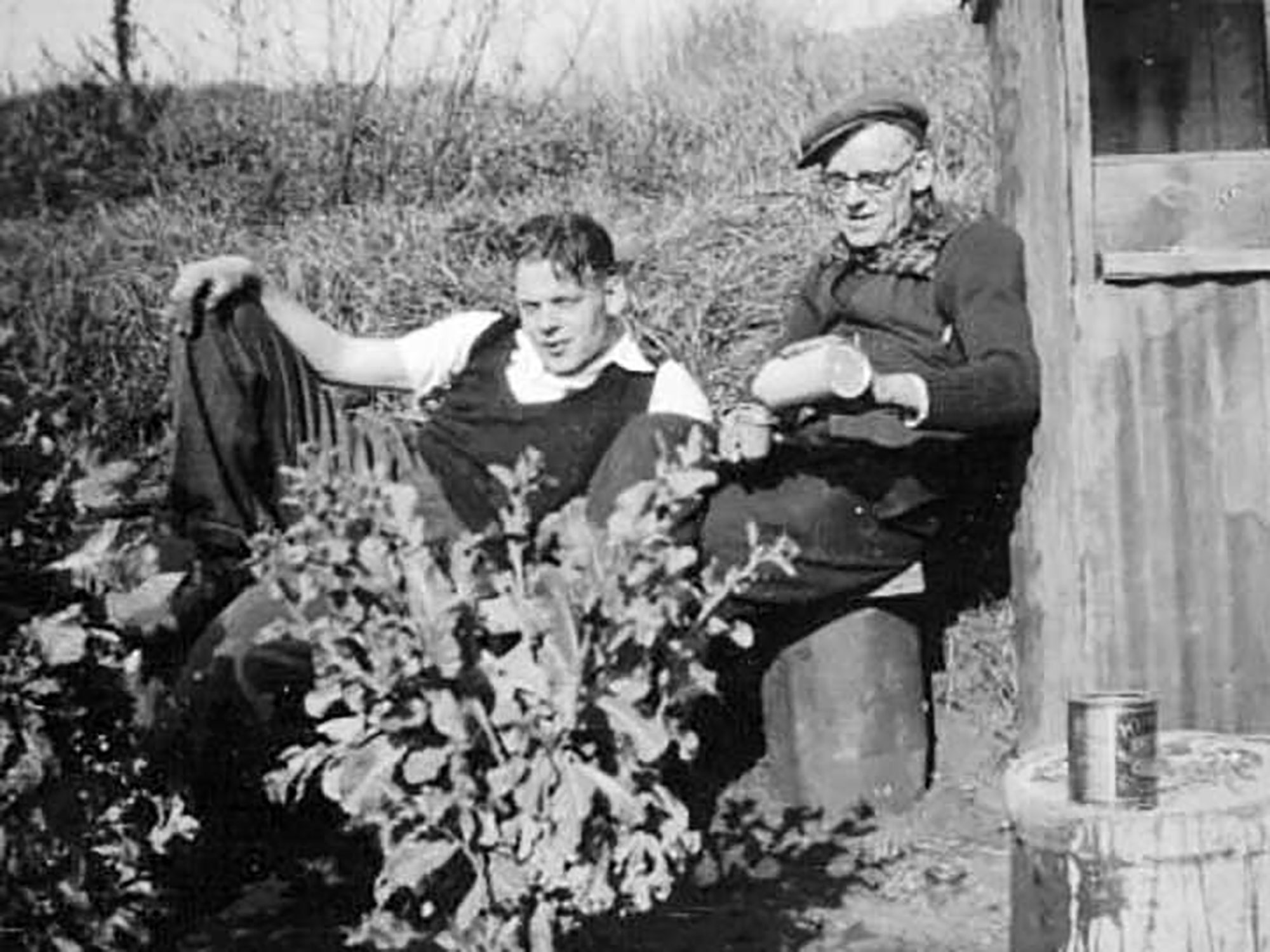 Frederick and Harry at their allotment