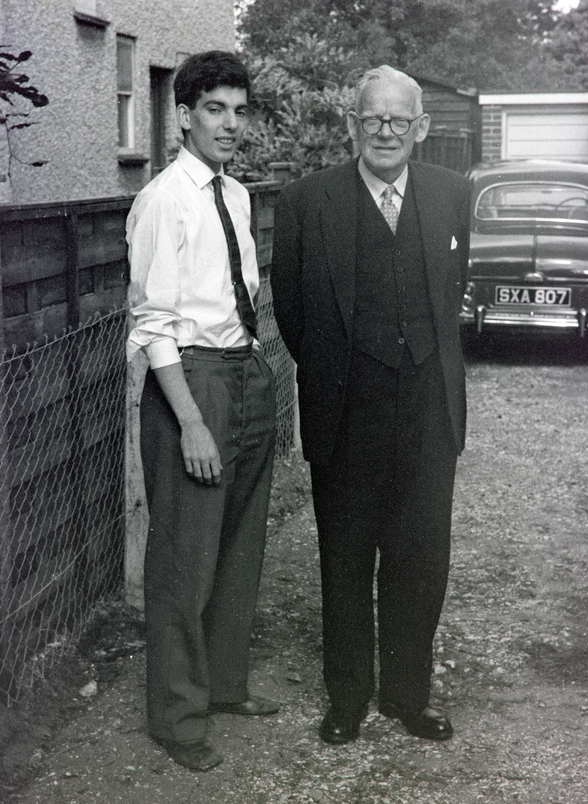 Frederick with Malcolm in the driveway of 37 Aldershot Road