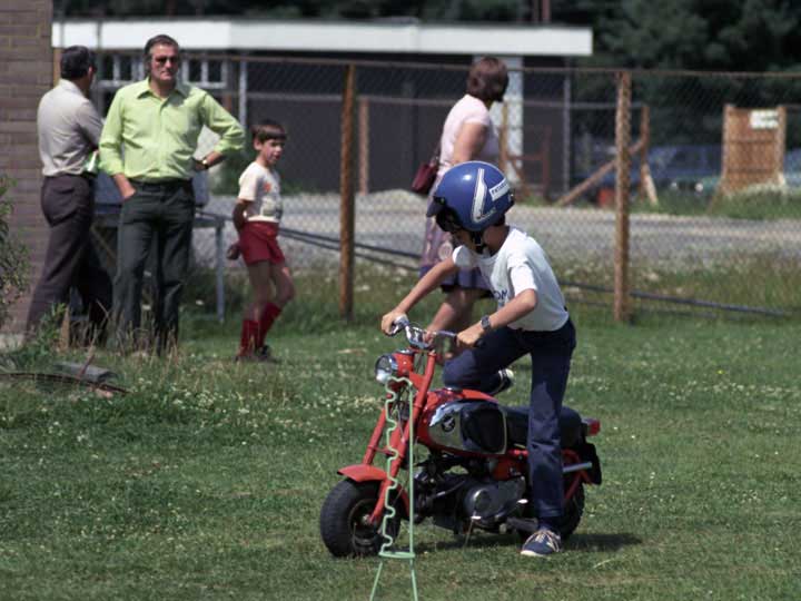 Iain prepares to ride a motor bike