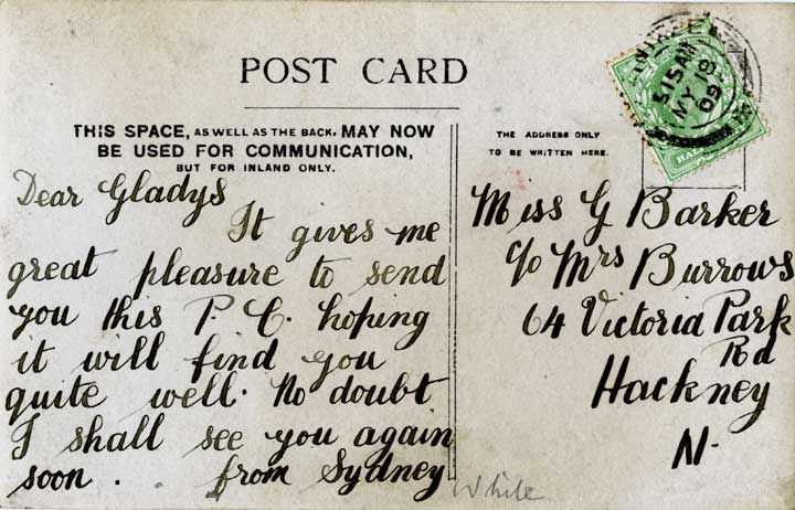 Postcard message