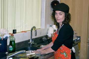 Kirsty washing up