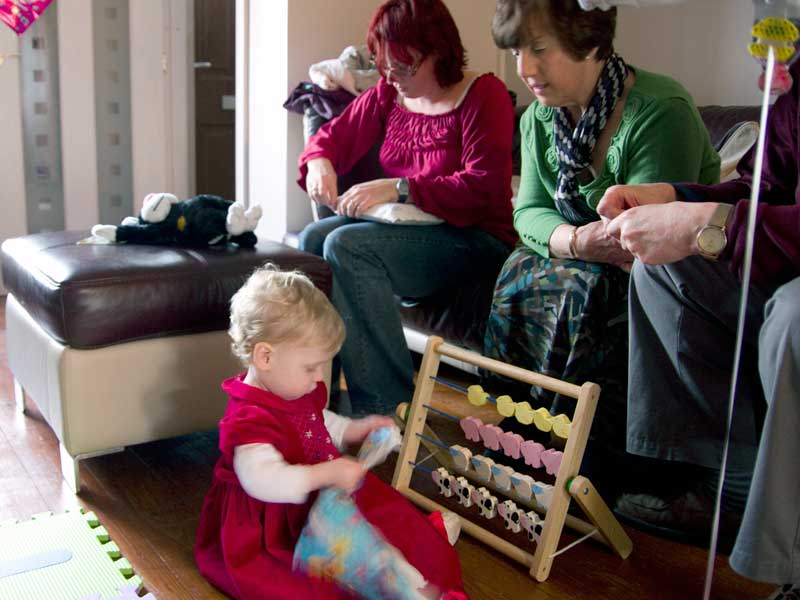 Freya with an abacus from Great Aunty Rosemary