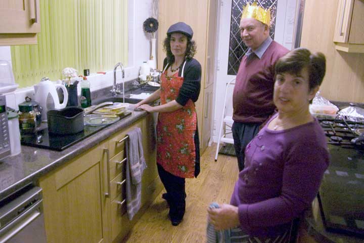 Kirsty, Ian and Rosemary in the kitchen